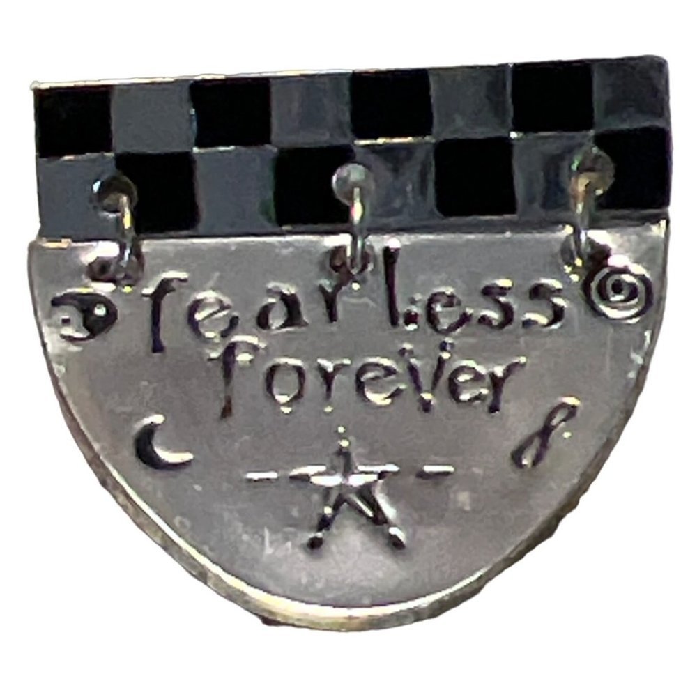 Brighton Brooch Pin Silver Plated "Fearless Forever"  Badge
